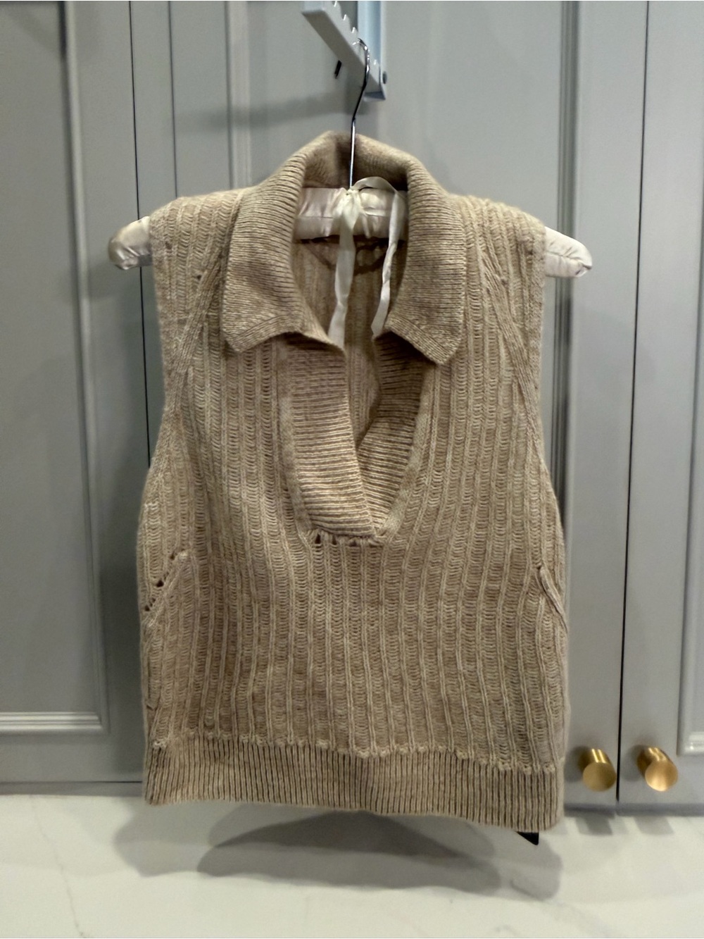 Zadig & Voltaire Lunny Merino Wool Sweater Vest Ecru Size M $398